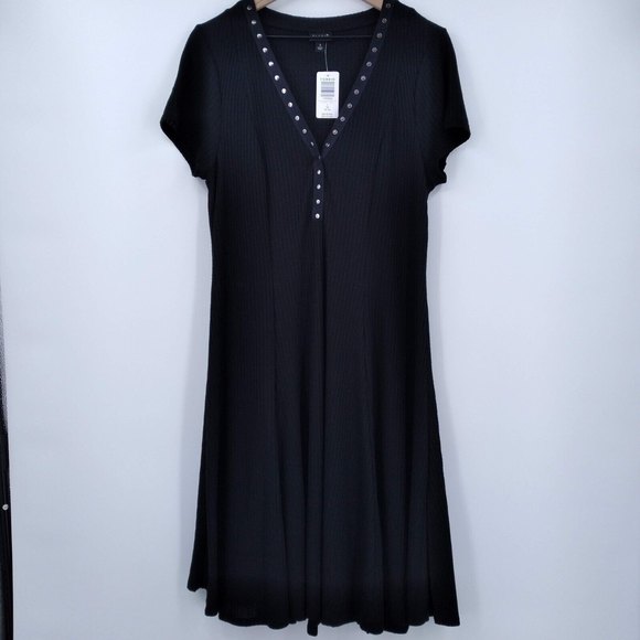 NWT Torrid black snap front waffle knit dress plus size 1X - Picture 2 of 10